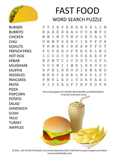 Food Word Search Printable Pdf Free Printable Templates