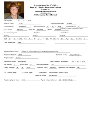 Fillable Online Grayson County Sheriffs Office Texas Sex Offender Fax Email Print Pdffiller