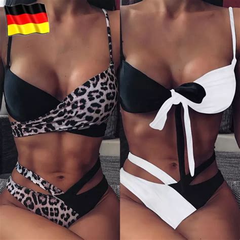 SEXY DAMEN BANDAGE Push Up Bh Bikini Satz Badeanzug Baden Monokini Bademode DE EUR