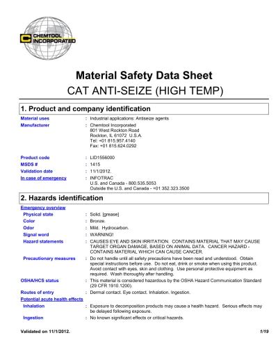 Cat Anti Seize High Temp