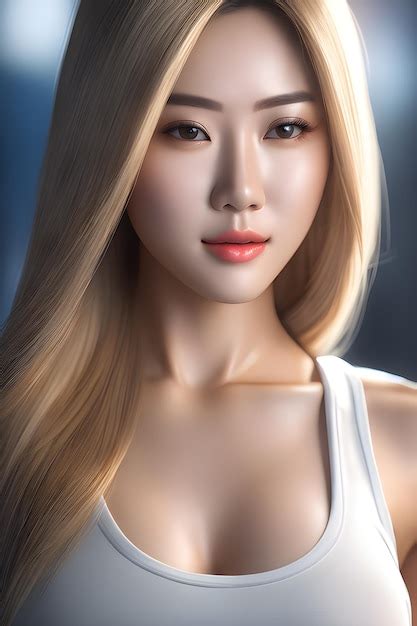 Premium AI Image Beauty Blonde Korean Woman