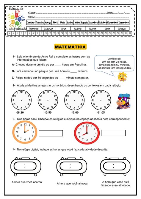 Atividades Medida De Tempo 4 Ano - Atividades Medida De Tempo 4 Ano - BRAINCP