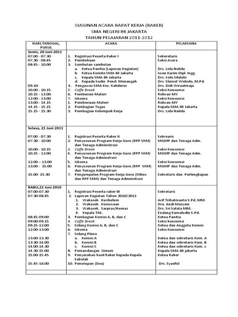 Contoh Susunan Acara Rapat Kerja Osis Adalah Imagesee Riset