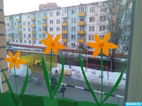 Оформление окон в подготовительной группе «Весенние окна. Аппликация ...