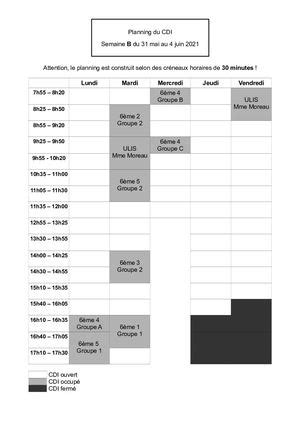 Calam O Planning Du Cdi Du Mai Au Juin