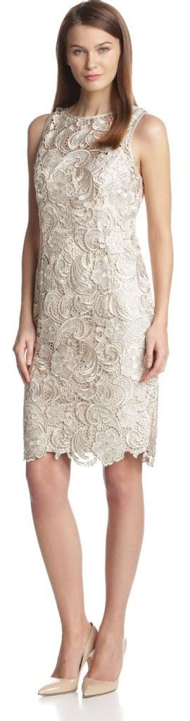 Adrianna Papell Women S Sleeveless Illusion Neck Lace Dress Visuall Co