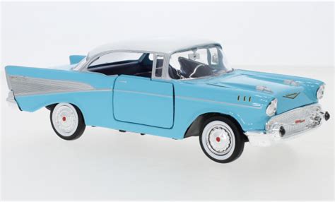 Diecast Model Cars Chevrolet Bel Air 124 Motormax Bluewhite 1957