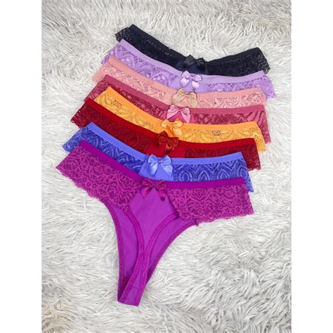 Kit C Calcinha Sexy Renda Fio Dental Feminina Lingerie Moda Ntima