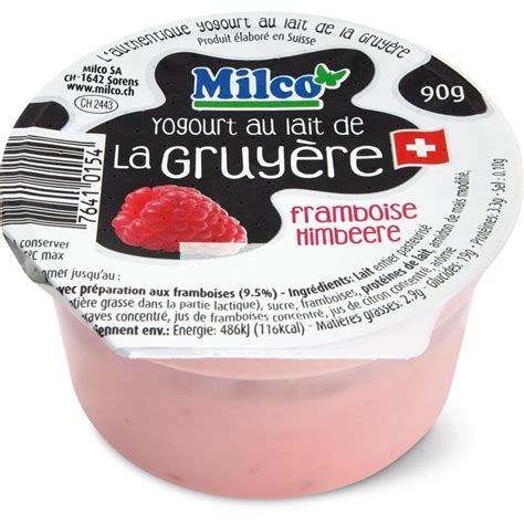 Yogourt lait Gruyère framboise Migros