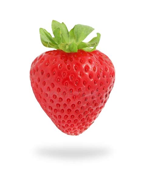 One Strawberry on White Background Stock Image - Image of food, single ...