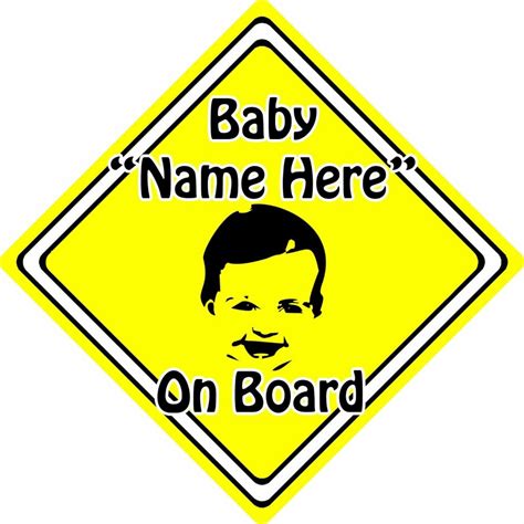 Personalised Babychild On Board Car Sign Baby Face Silhouette Neon