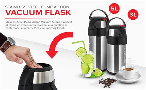 LIVIVO Stainless Steel Airpot Hot Tea Coffee Drinks Vacuum Flask Jug Suitable For Hot Or Cold