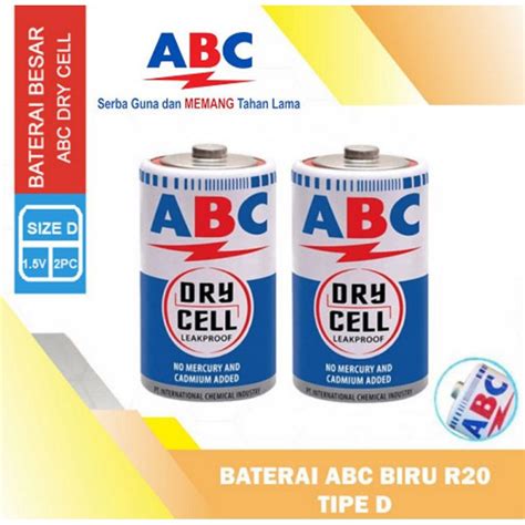 Jual Baterai Bateray Batere Abc Biru Besar Type R20 Isi 2pcs Shopee