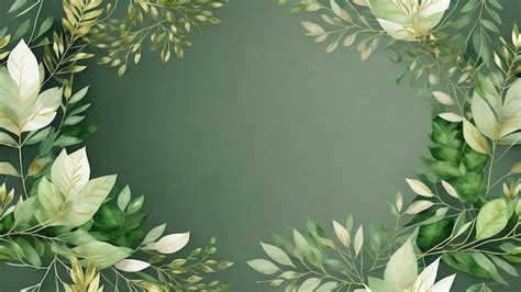 Premium Photo | Watercolor seamless border illustration with green gold