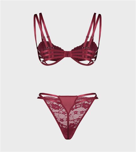 Buy Trendyol Laced Lingerie Set In Burgundy 6thStreet Saudi Arabia