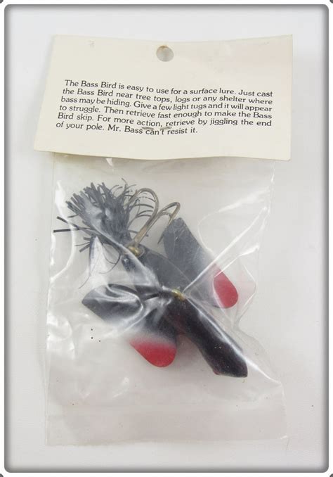 Vintage Bass Bird Lure Co Black And Red Bass Bird In Package For Sale