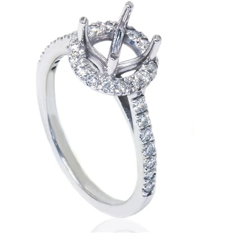 1/3ct Halo Diamond Ring Setting 14K White Gold