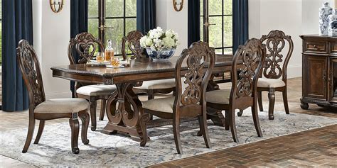 Stalton Estate 7 Pc Brown Dark Wood Brownwood Dining Room Set Rooms