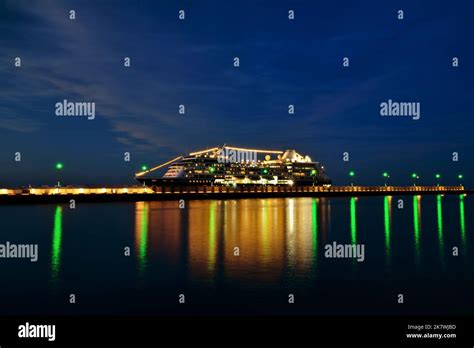 Cruise Ship By Night Stock Photo Alamy