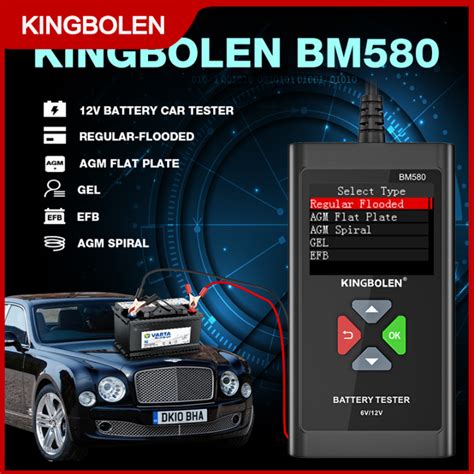 KINGBOLEN BM580 6V 12V Car Battery Tester, 100-2000CCA 2AH-220AH ...