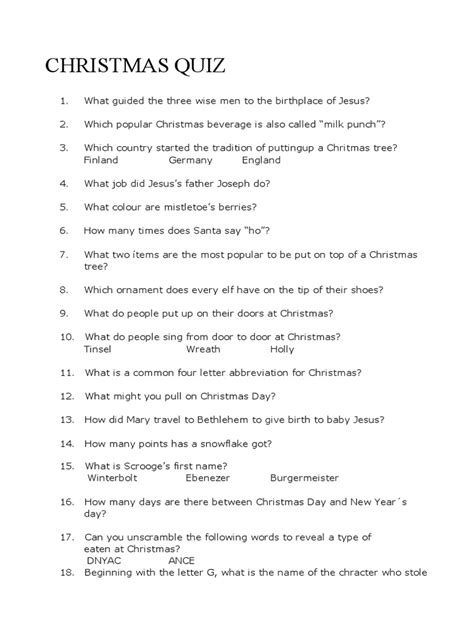 Christmas Quiz | PDF
