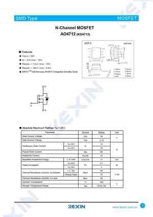 AO4712 Datasheet and Replacement. Cross Reference Search