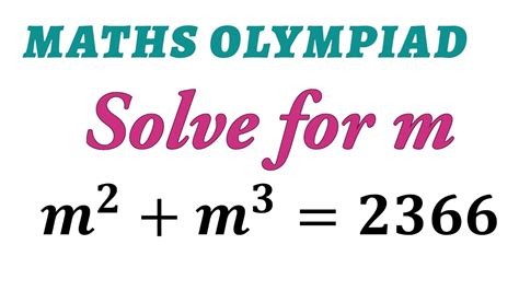 Solve For M I OLYMPIAD I SAT I MCAT I SSC I IXth I Xth I KVYP I NTSE I