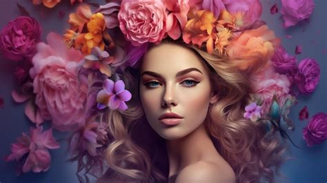 Premium Ai Image A Woman With Flowers On Her Head