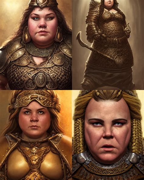 Krea Portrait Chubby Female Dwarf Queen Bronze Dwarven Breastplate