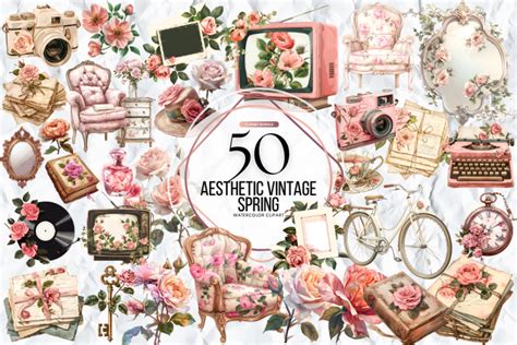 Aesthetic Vintage Spring Clipart Graphic by Markicha Art · Creative Fabrica