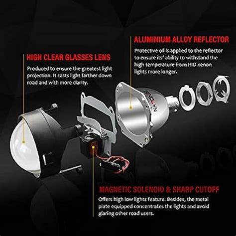 Abs Plastic Aes Bi Xenon Hid Headlight Car Projector Headlight Watts