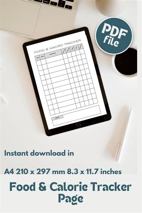 Food And Macro Tracker Macronutrient And Calorie Planner Daily Calorie Journal Printable Macro