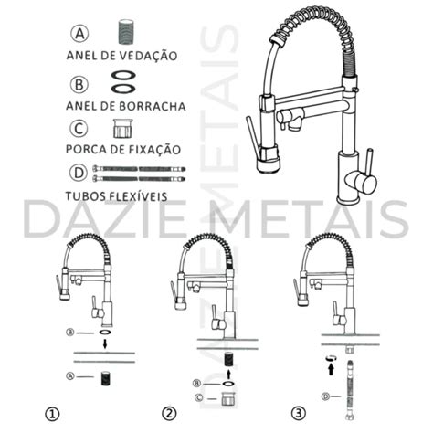 Torneira Misturador Gourmet Cozinha Agua Quente Fria Cm Dazie Metais