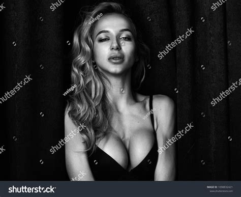 Beautiful Blonde Girl Long Legs Black Stock Photo 1098832421 Shutterstock