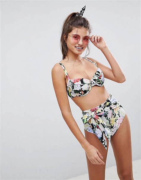 Asos Fuller Bust Exclusive Spring Floral Print Longline Bikini Asos