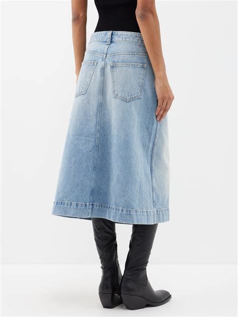 Charlene Front Slit Denim Midi Skirt Endource