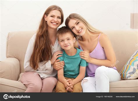 Lesbian Couple With Foster Son Stock Photo By Belchonock 166146206