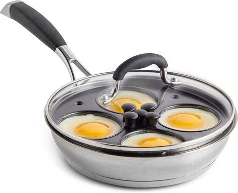 VonShef Stainless Steel Egg Poacher 4 Removable Poaching Cups