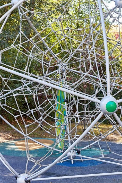 Metal Structure of Rope Climbing Net on Playground Stock Photo - Image ...