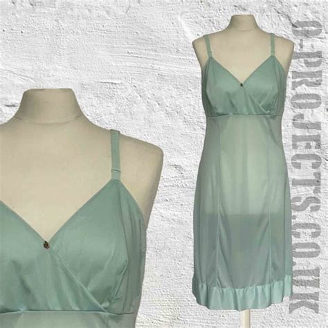 Vintage S Wrap Slip Dress Lingerie Pastel Eggshell Blue Etsy