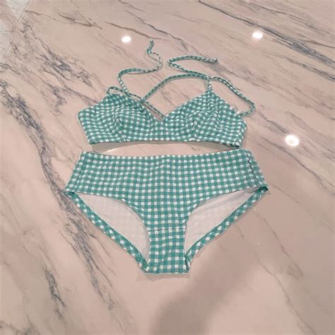 J Crew Swim J Crew Seersucker Bikini Size M Topxs Bottom Poshmark
