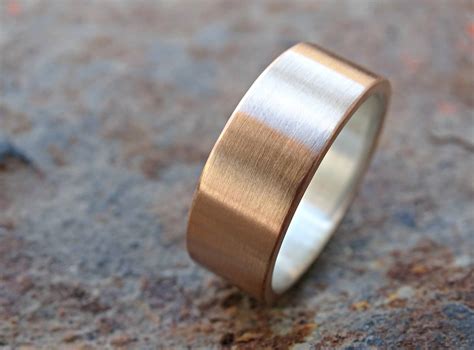 Bronze Wedding Ring Mens Ring Bronze Silver Mens Wedding