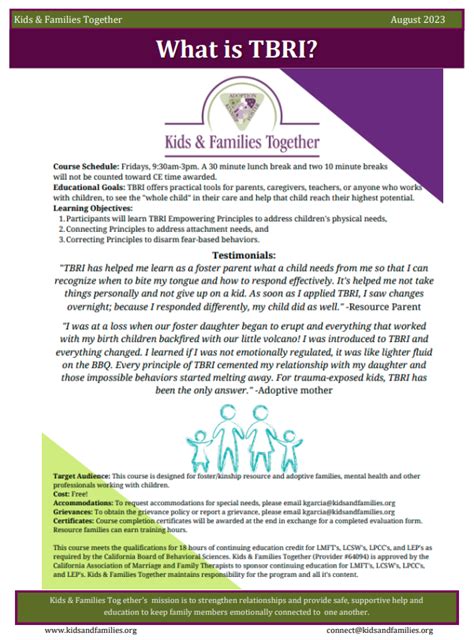 tbri caregiver training connecting principles kids  families