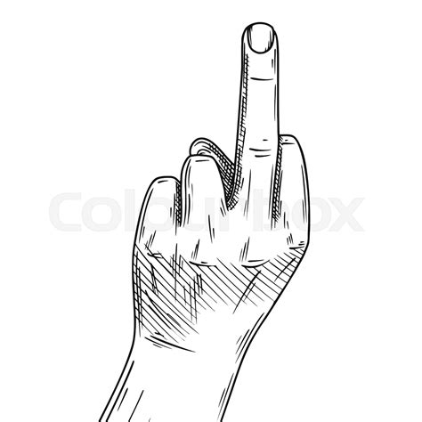 Hand Middle Finger Fuck You Symbol Sketch Illustration Stock Vector Colourbox