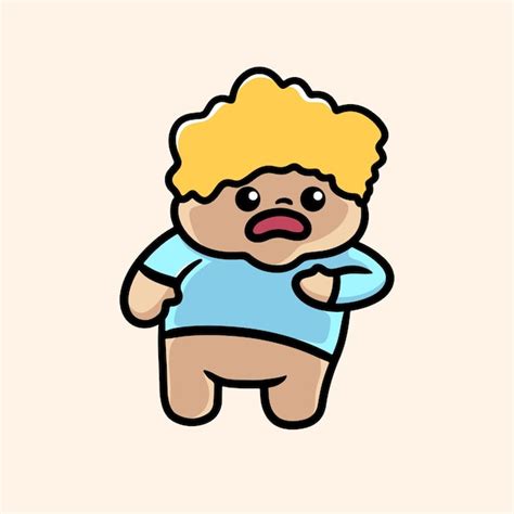 Premium Vector Cute Blonde Hair Man Cartoon Character Mascot Flat
