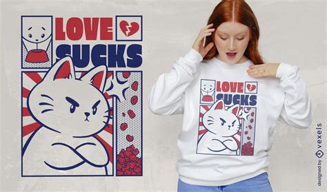 Angry Cat Anti Valentines Day T Shirt Design Vector Download