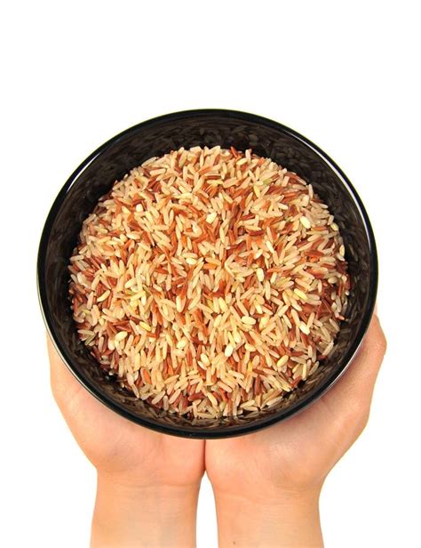 Brown Rice In Woman S Hands Stock Photo Image Of View Unprocessed