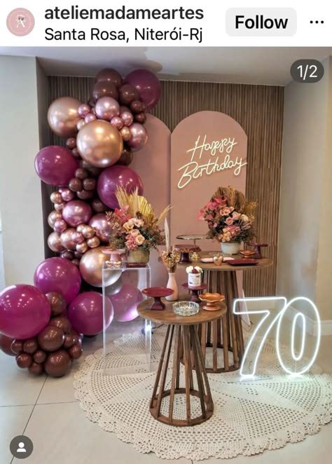 Decoração Para Festa De 70 Anos Feminina Simples E Barata - Festa De 70anos Feminino Decoração