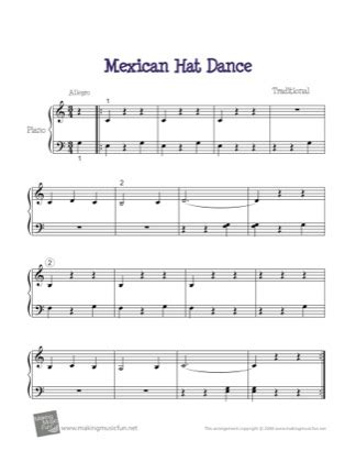 Mexican Hat Dance - Traditional Free Piano Sheet Music PDF