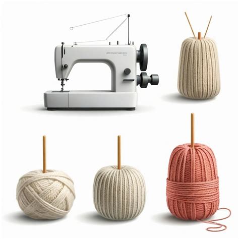 A Set Of Yarns With Yarn And A Sewing Machine Premium Ai Generated Vector